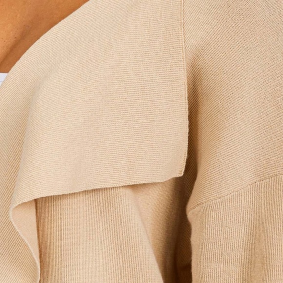 Sand Open Front Drape Cardigan with Pockets - Picture 4 of 4